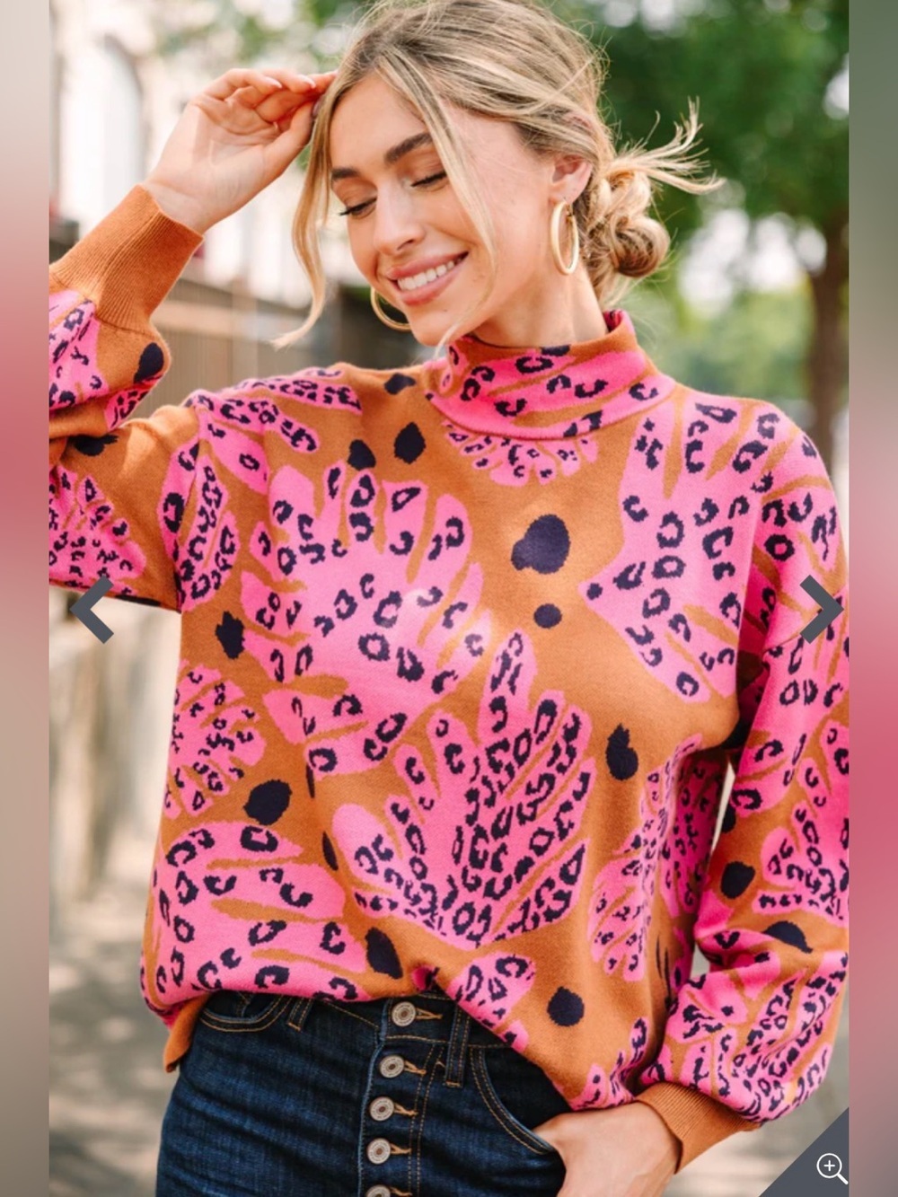 Fate: Dance Around It Camel Brown Mixed Print Sweater